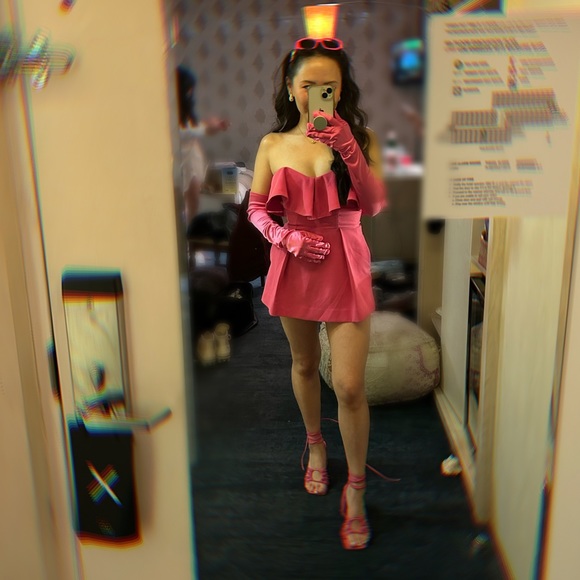 NBD Pink Strapless Romper - Picture 1 of 4